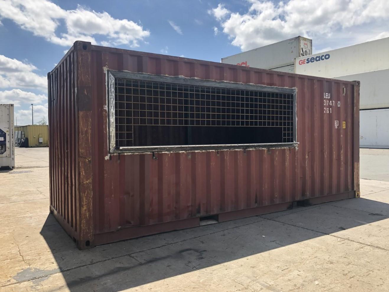 Modified 20 foot custom shipping bar container under construction in ContainerID depot